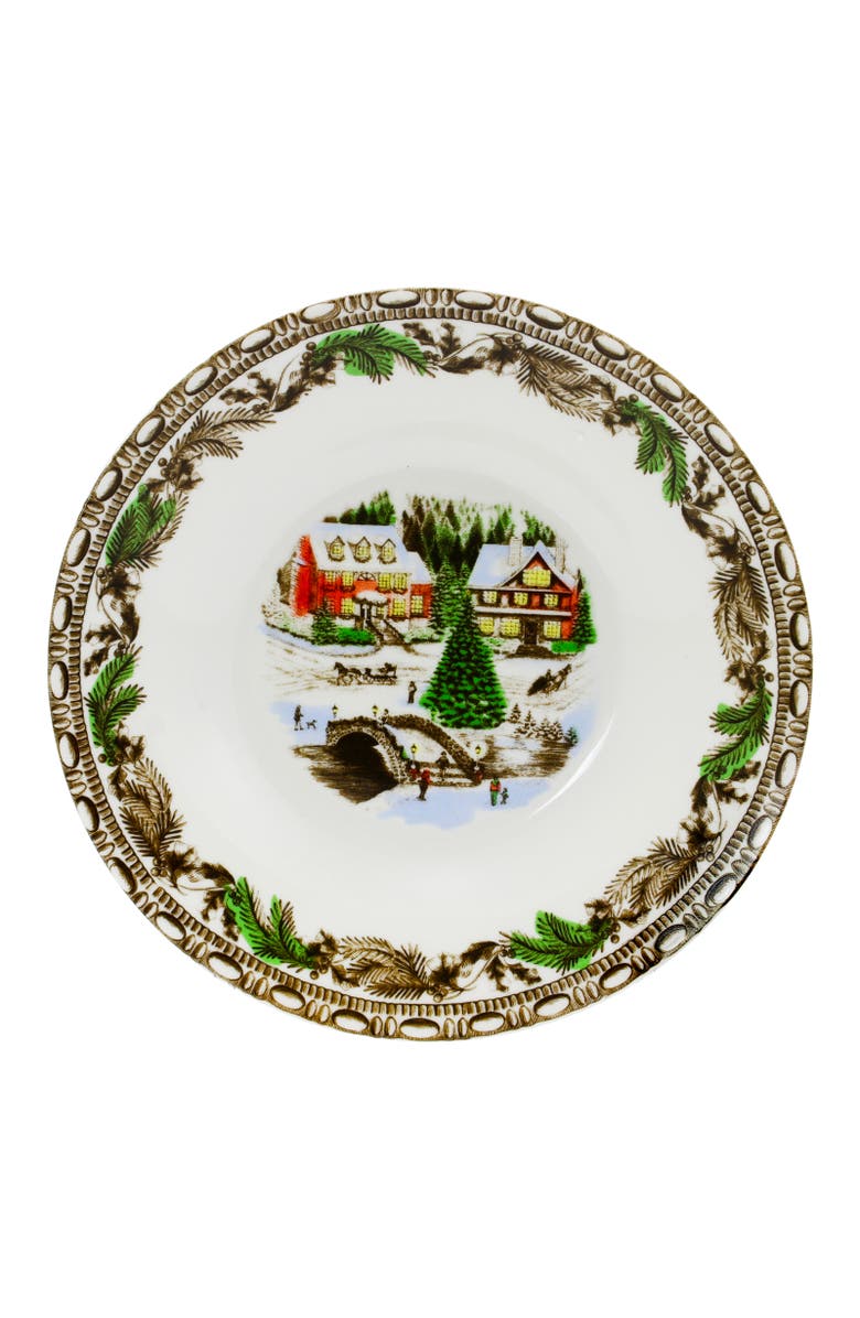 Gibson Home Christmas Toile 16 Piece Dinnerware Set, Alternate, color, White