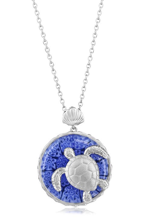 Sterling Silver Venetian Murano Glass Pendant Necklace