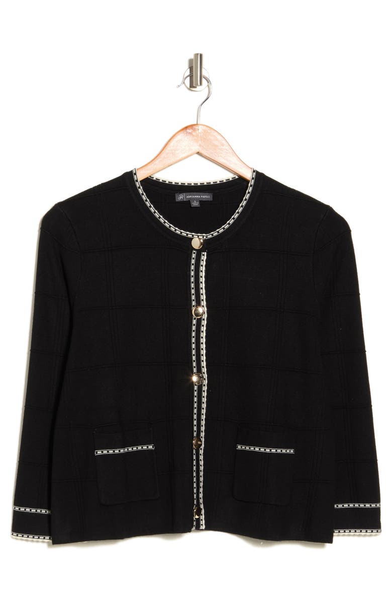 Adrianna Papell Tipped Button Front Cardigan, Alternate, color,