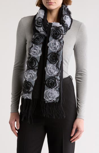 La Fiorentina Rosette Trim Wrap In Black/grey