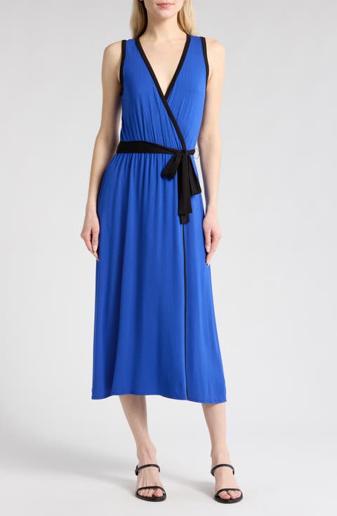 Faux Wrap Midi Dress