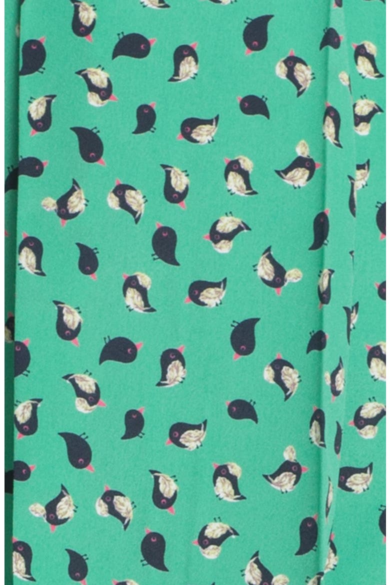 Bird Print Pleated Skirt, Alternate, color, GREEN