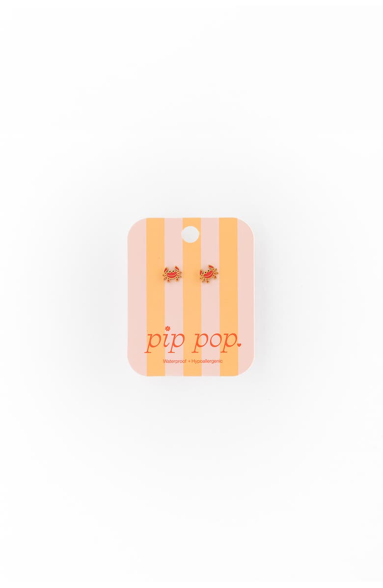 Pip Pop Crab Stud Earrings, Alternate, color, Red