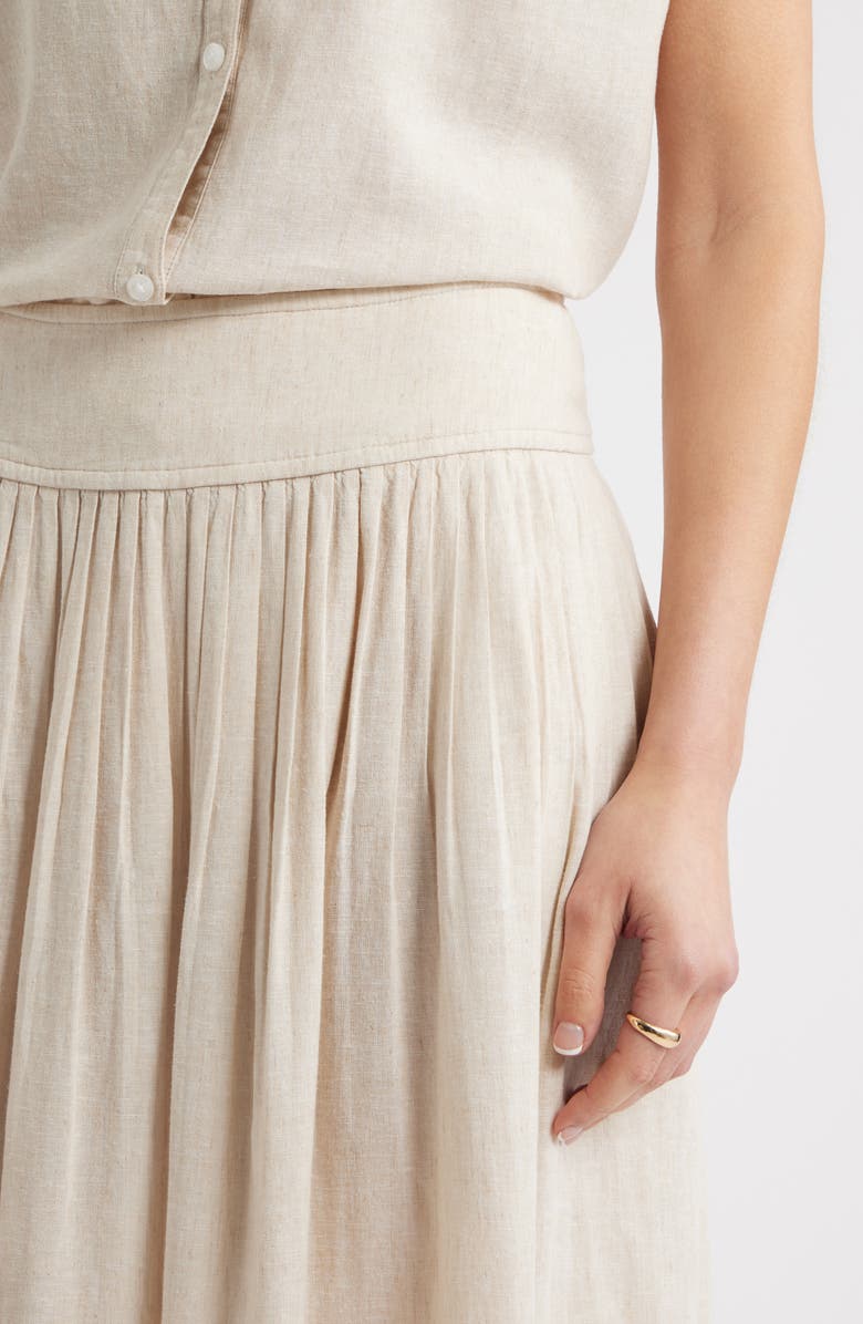 Caslon<sup>®</sup> Pull-On Linen Blend Midi Skirt, Alternate, color, Flax