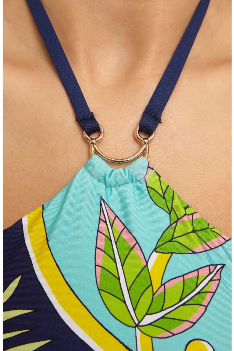 Flamingo Halter Tankini, Alternate, color, BLUE MULTI