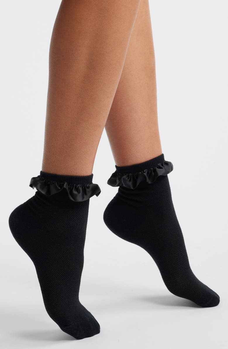 Casa Clara Amora Ruffle Ankle Socks, Main, color, Black