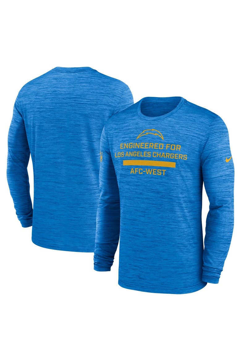 Men's Nike Powder Blue Los Angeles Chargers Sideline Velocity Performance Long Sleeve T-Shirt, Alternate, color, Powder Blue