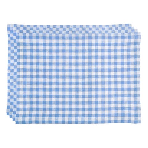 Linen Placemats - Gingham Check, 14" x 19" Inch
