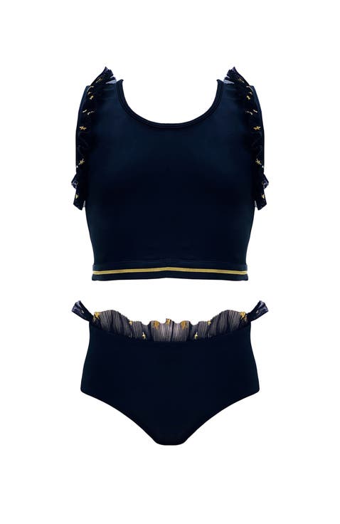 Gold Star Tulle-Trim Two Piece Bikini, Toddler - Little Kid,Big Kid