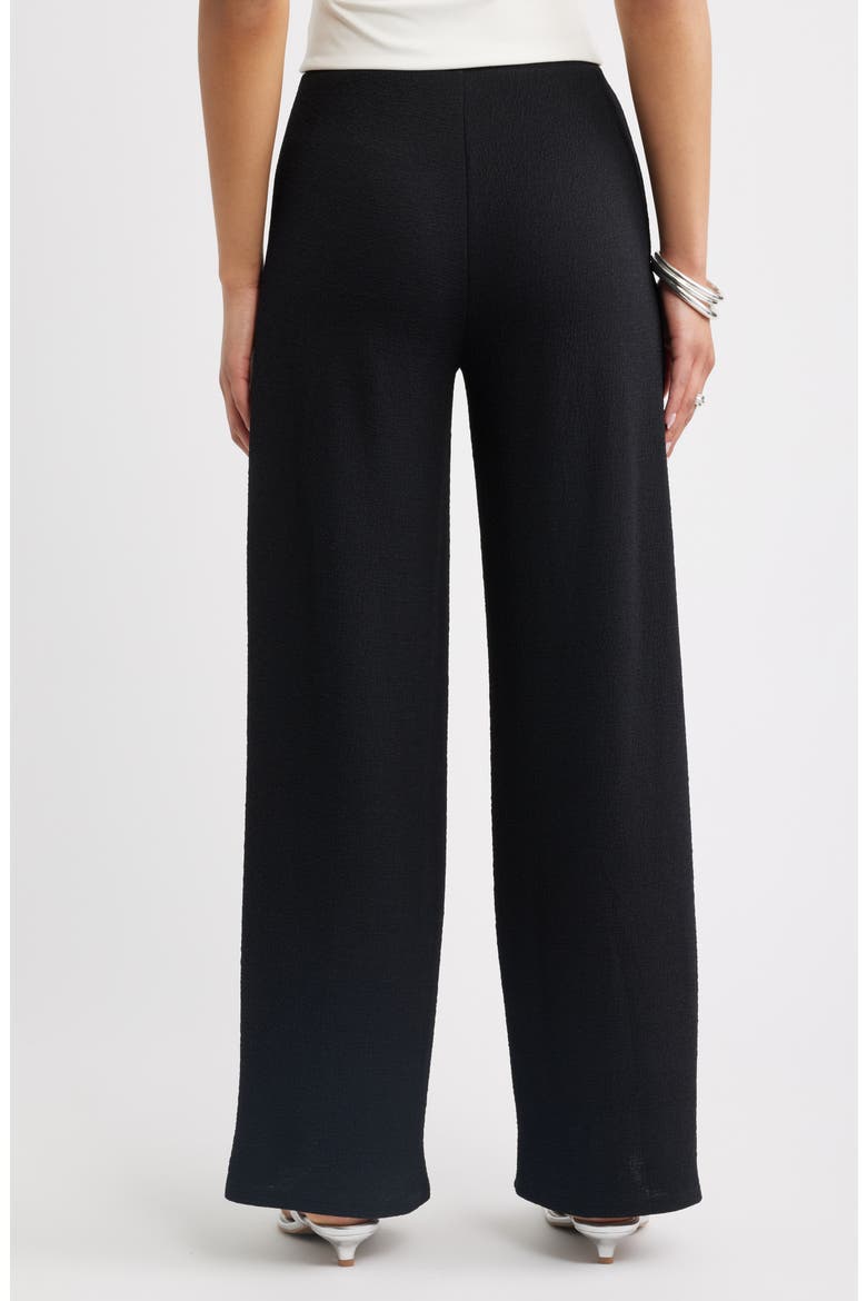 Puckered Crepe Wide Leg Pants, Alternate, color, BLACK