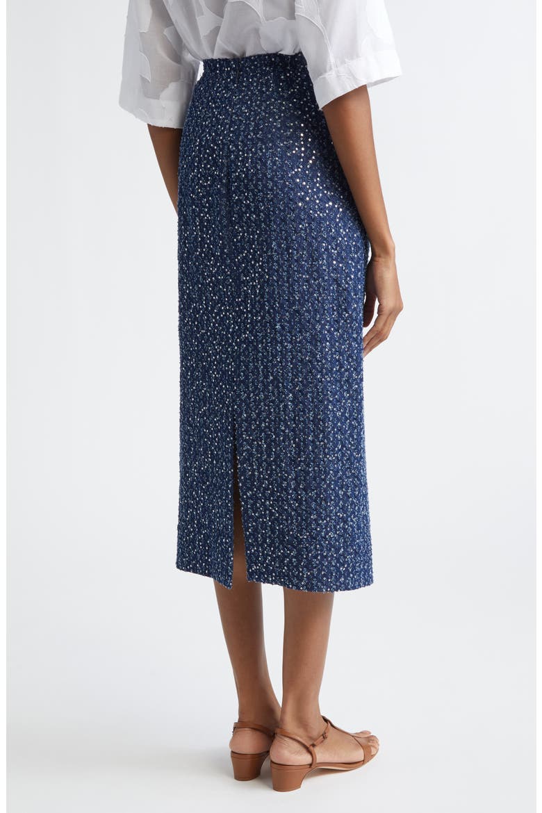 Sequin Embellished Pencil Midi Skirt, Alternate, color, INDIGO/ SILVER