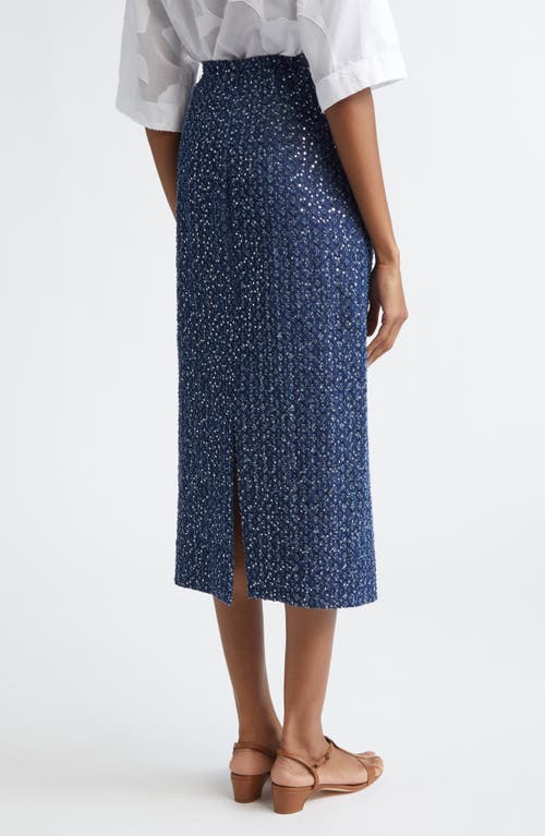 Michael Kors Collection Sequin Embellished Pencil Midi Skirt In Blue