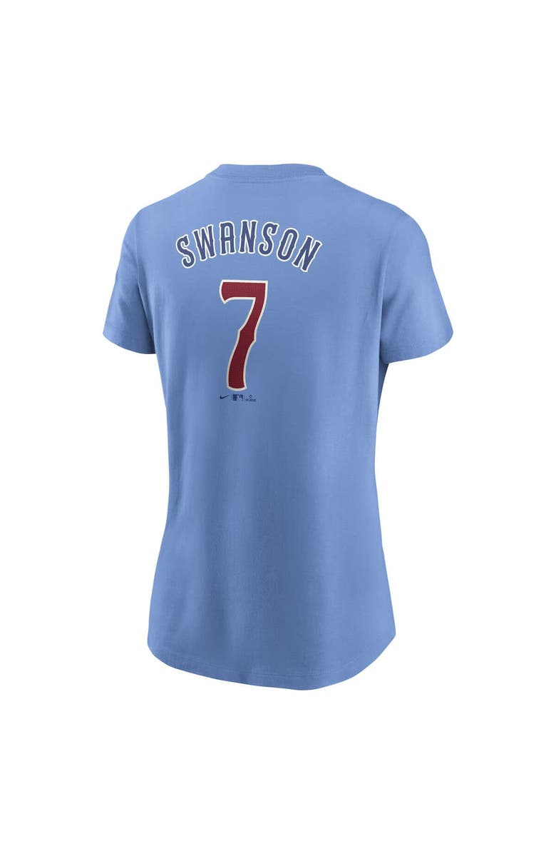 Nike Women's Nike Dansby Swanson Light Blue Chicago Cubs Cooperstown Collection Fuse Name & Number T-Shirt, Alternate, color, Light Blue