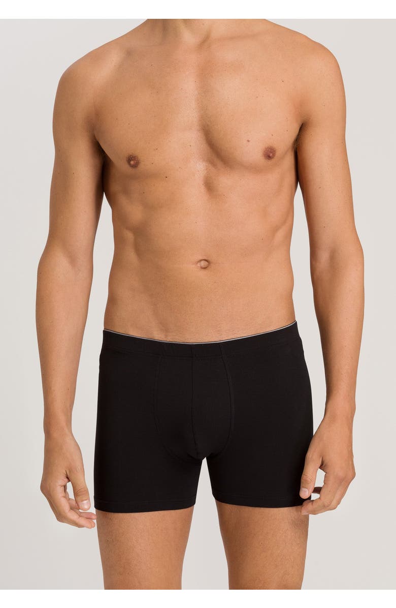 Hanro Cotton Superior Long Leg Boxer Brief, Alternate, color, Black