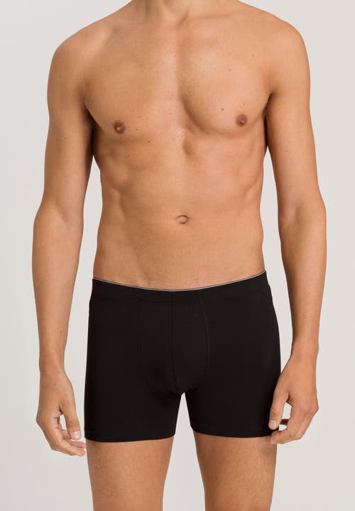Hanro Cotton Superior Long Leg Boxer Brief In Black
