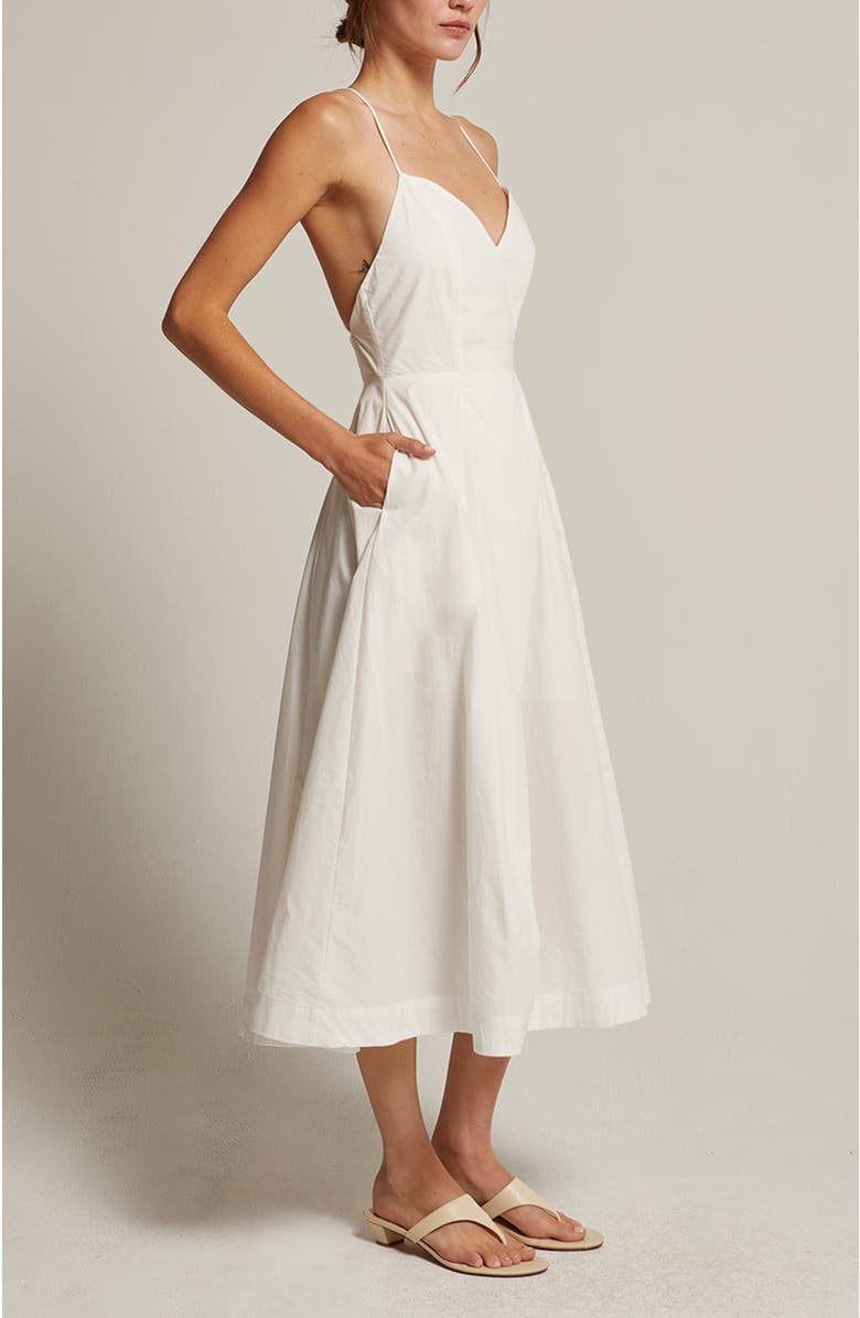 CRESCENT V-neck Poplin Midi Dress, Alternate, color,