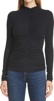 Veronica Beard Theresa Ruched Mock Neck Top