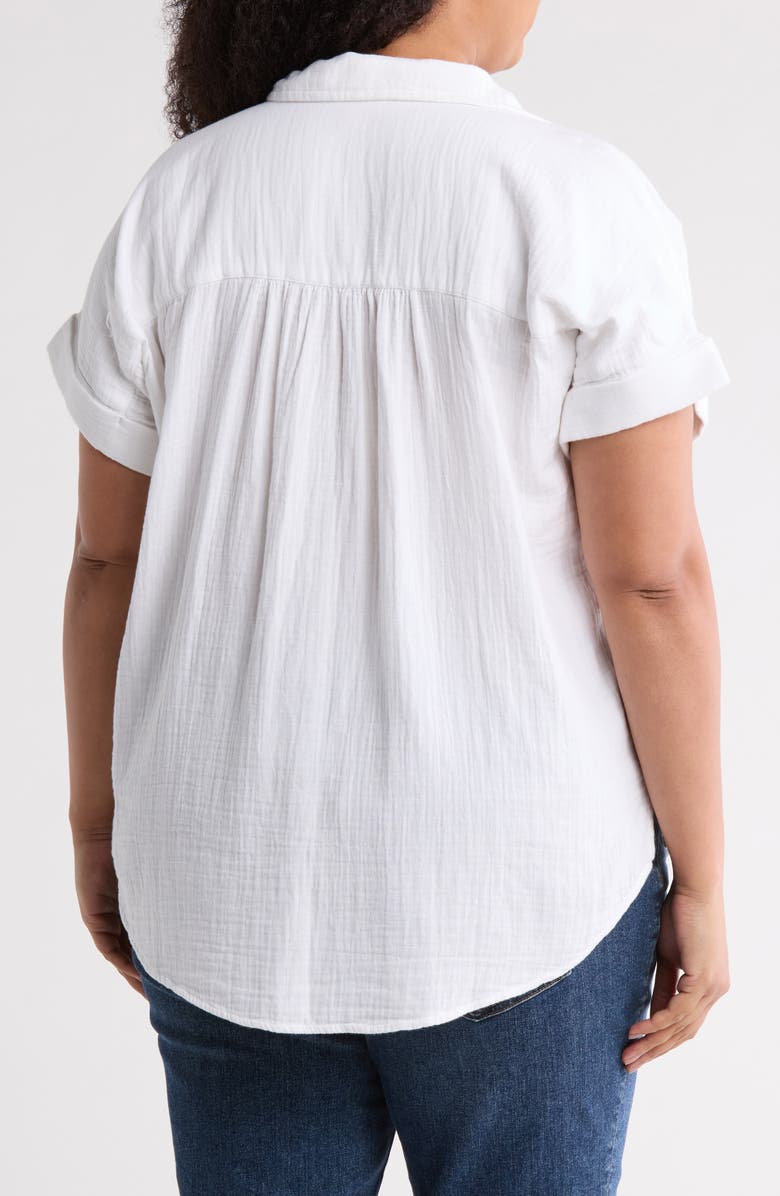 Caslon<sup>®</sup> Duo Gauze Camp Shirt, Alternate, color, White