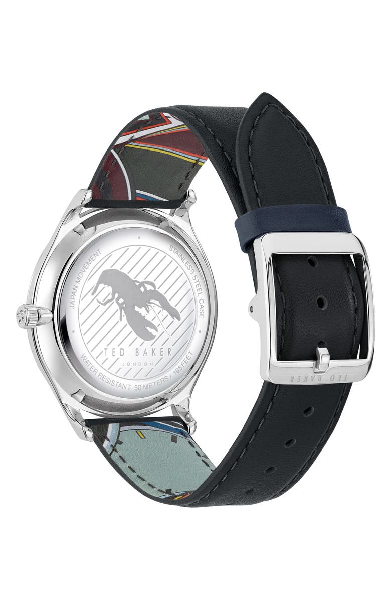 Ted Baker London Manhatt Leather Strap Watch, 40mm, Alternate, color, 