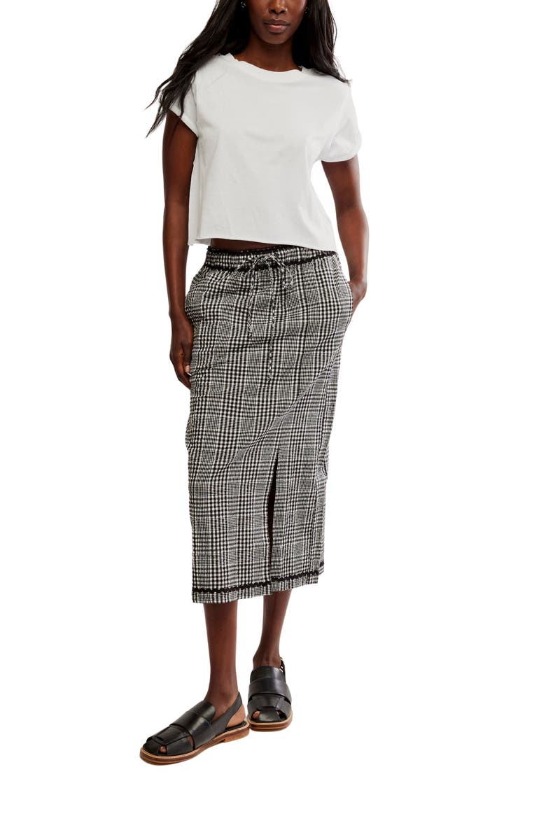 Free People Penelope Gingham Midi Skirt, Alternate, color, Black Combo