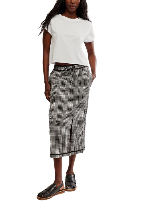 Shop Free People Penelope Gingham Midi Skirt In Black Combo