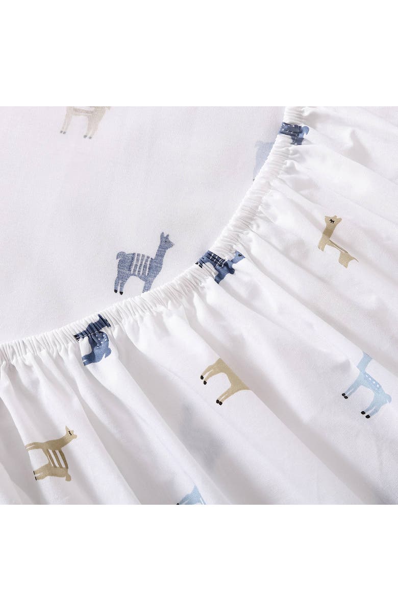 POPPY AND FRITZ Llama Print 200 Thread Count Cotton Percale Sheet Set, Alternate, color, Light Pastel Blue