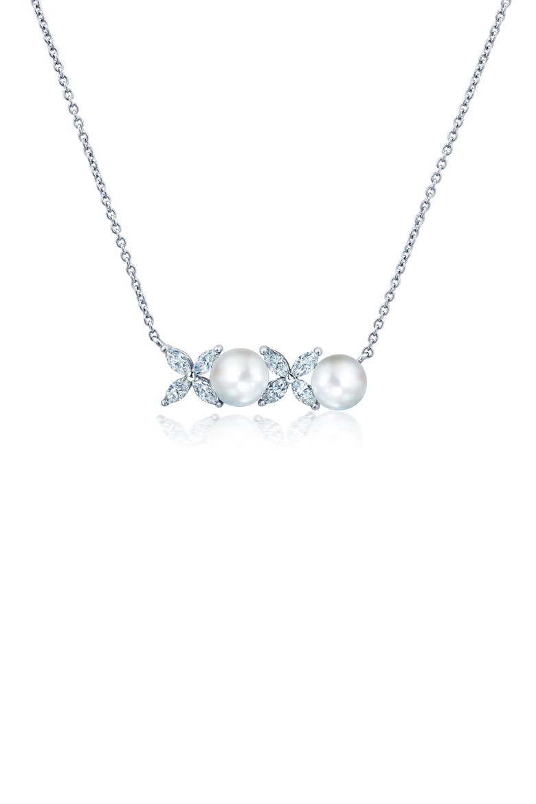 Cultured Pearl & Cubic Zirconia Pendant Necklace, Main, color, PEARL/ IVORY