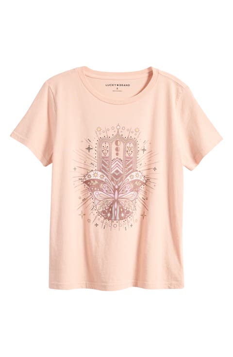 Butterfly Hamsa Cotton Graphic T-Shirt