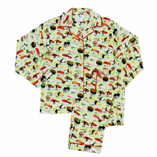 The Cat's Pajamas Poplin Pajama Set In Green
