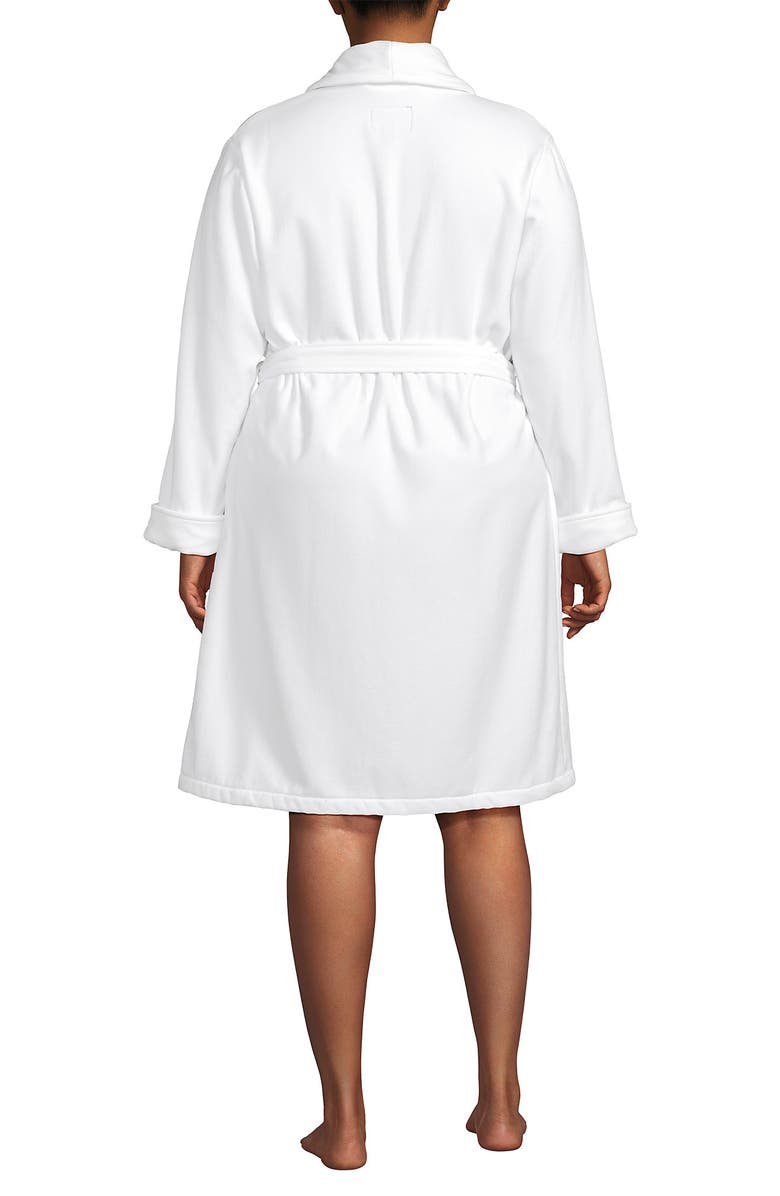 Lands' End Plus Size Cotton Terry Knee Length Spa Bath Robe, Alternate, color, White
