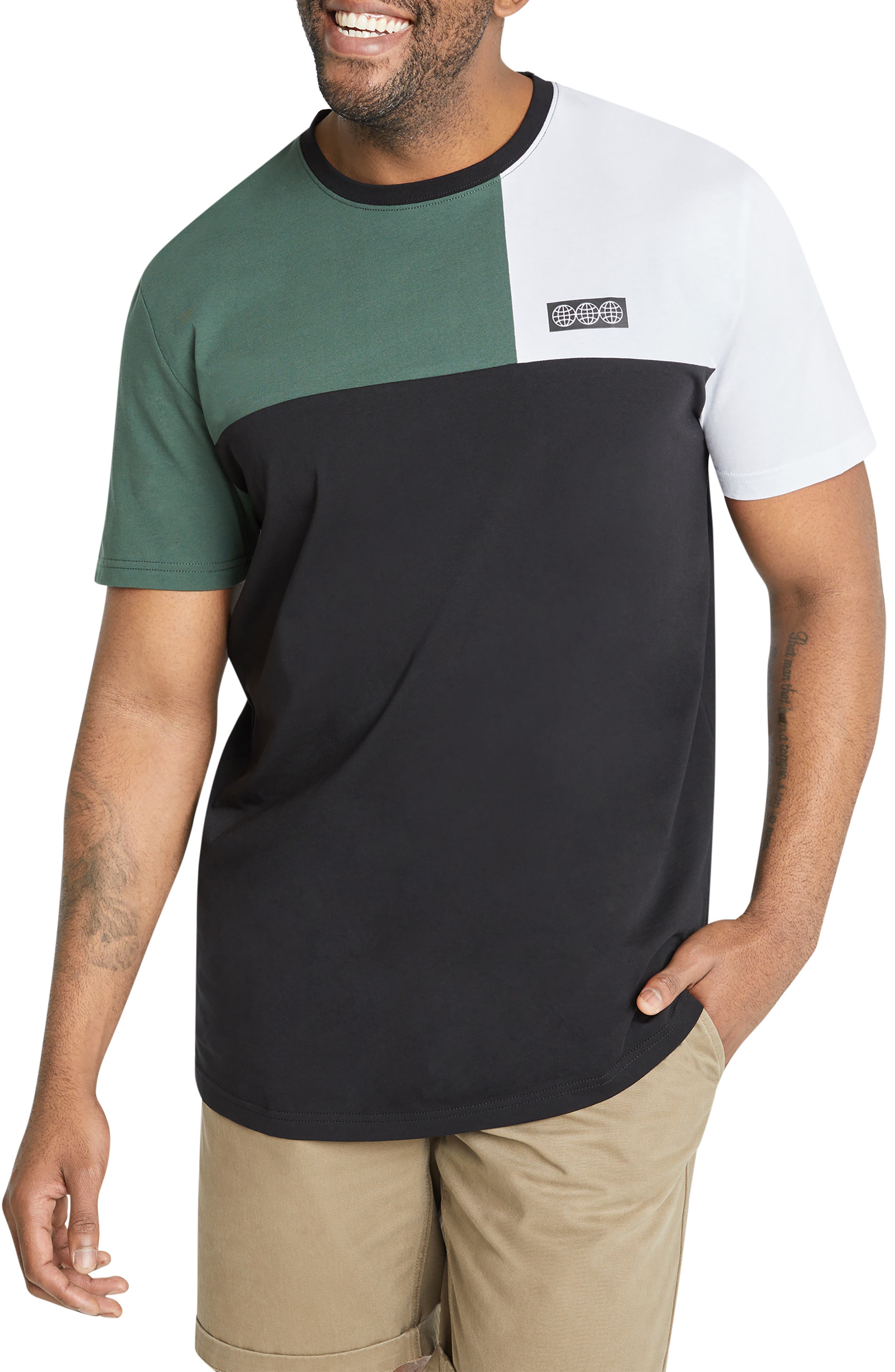 Johnny Bigg Global Splice Colorblock Curve Hem Cotton T-Shirt (Men ...