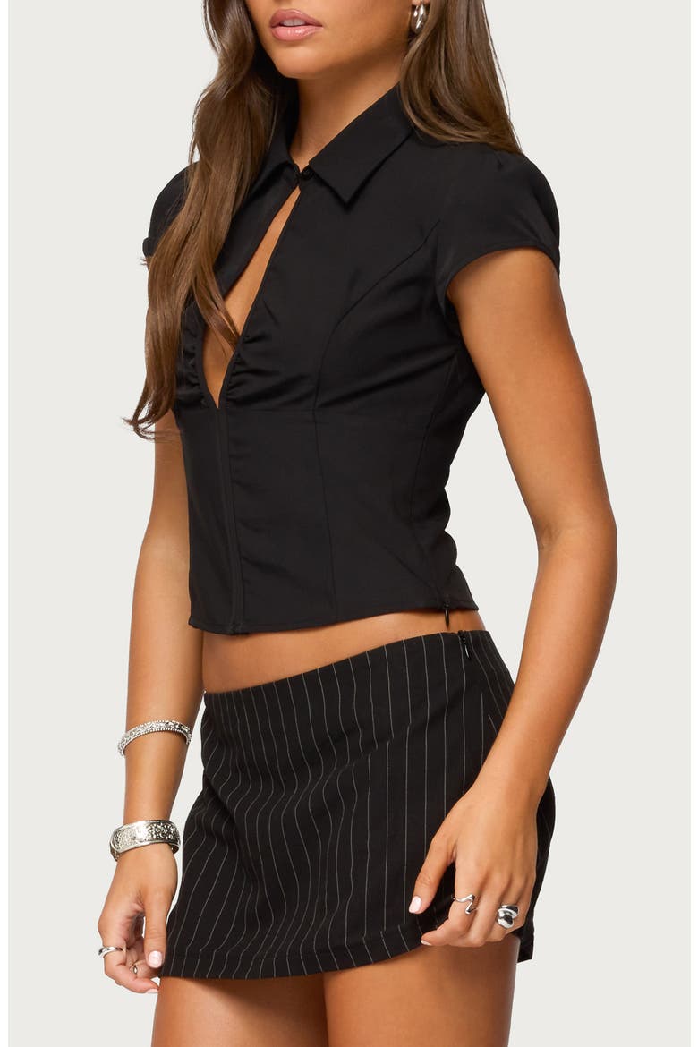 Myrna Cutout Crop Top, Alternate, color, BLACK