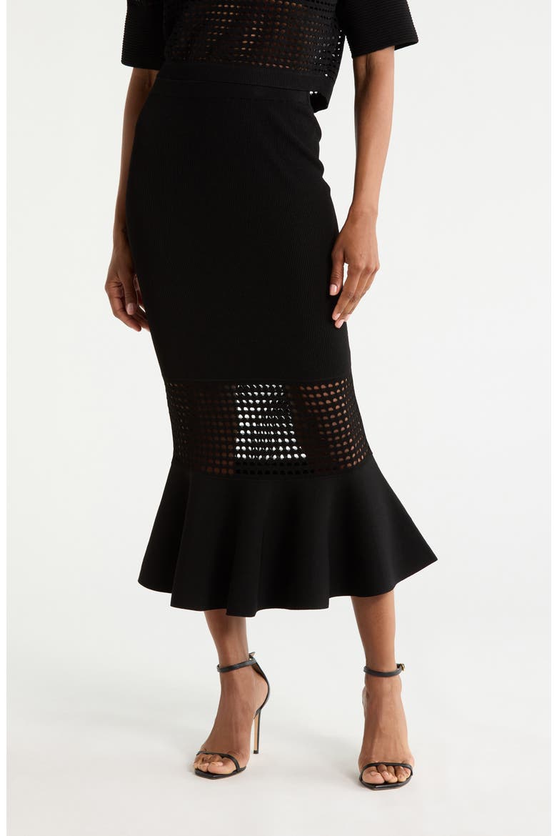 Georgia Eyelet Sweater Skirt, Main, color, BLACK