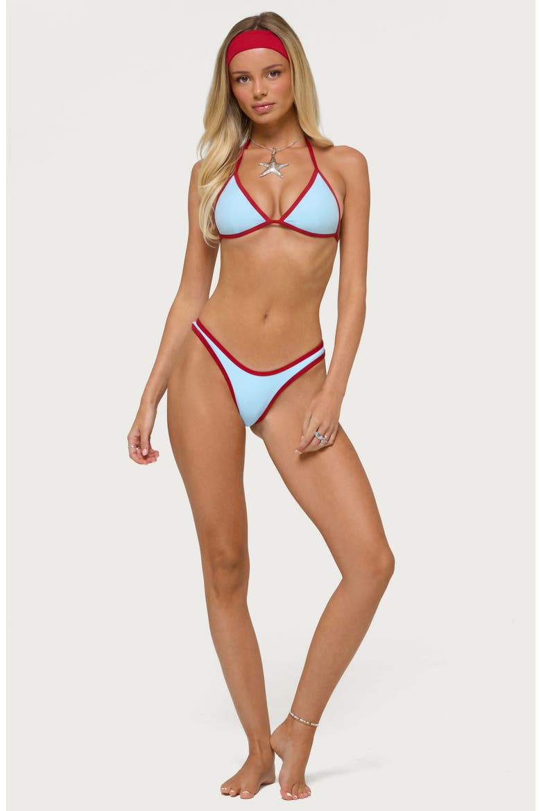 Dina Contrast Triangle Bikini Top, Alternate, color, LIGHT-BLUE
