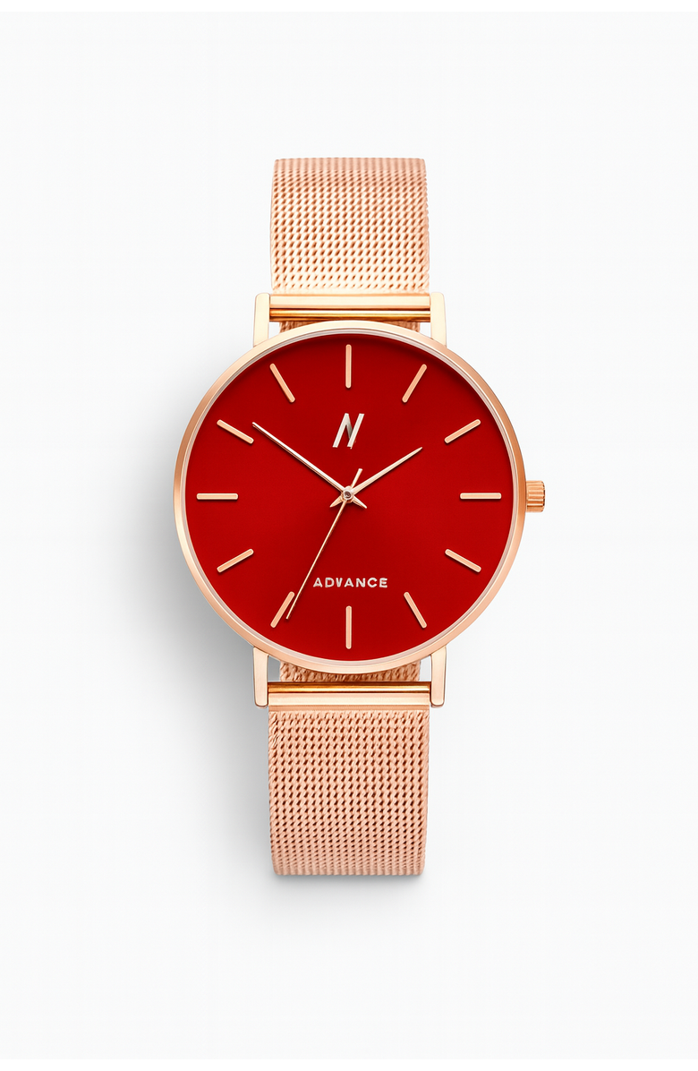 NCMPRBL Advance XO Quartz Movement Watch, 36MM, Main, color, Brilliant Rose Gold/Rich Red