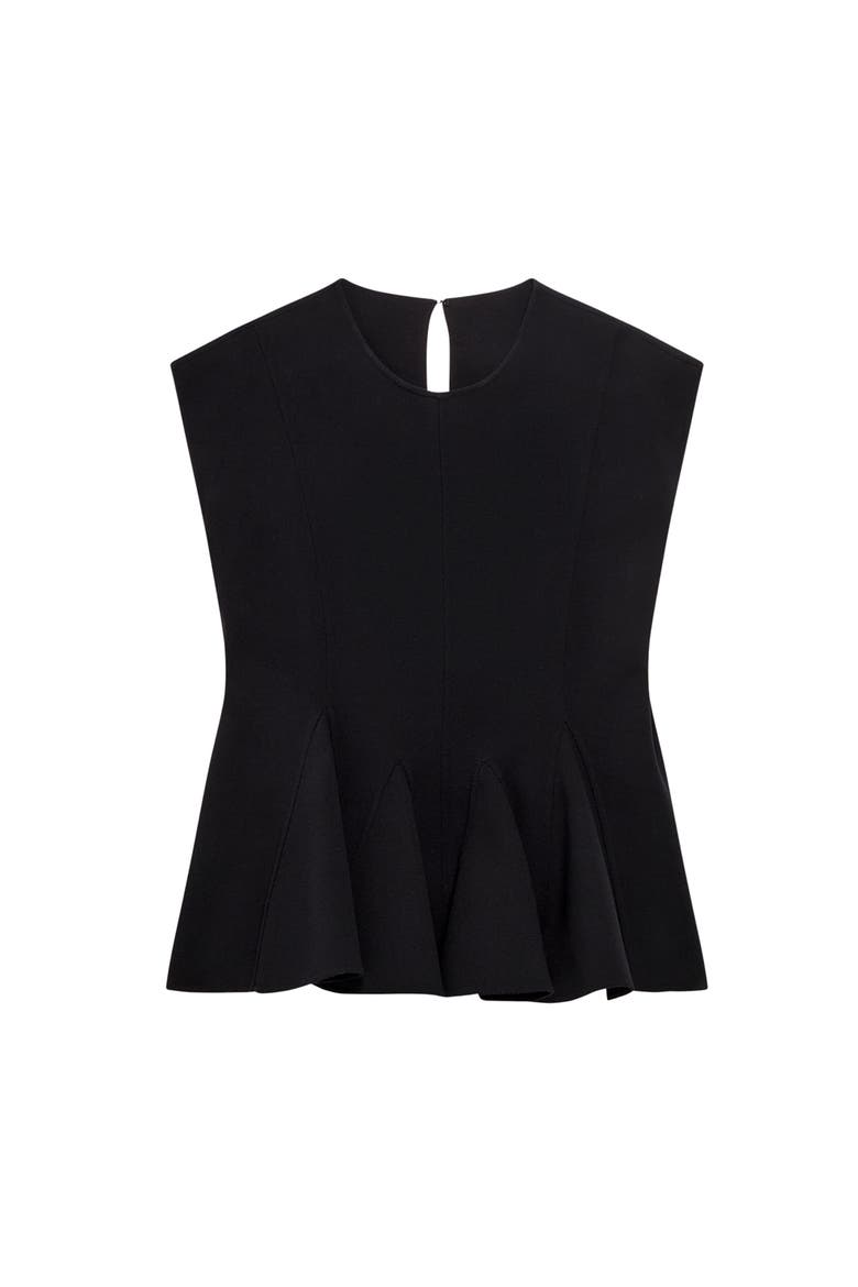 Double Face Godet Top, Alternate, color, Black