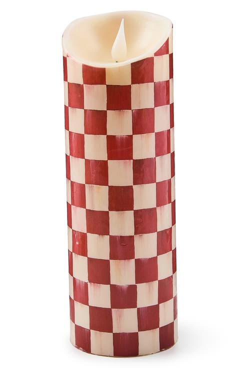 Cherry Check Flameless 9-Inch Pillar Candle