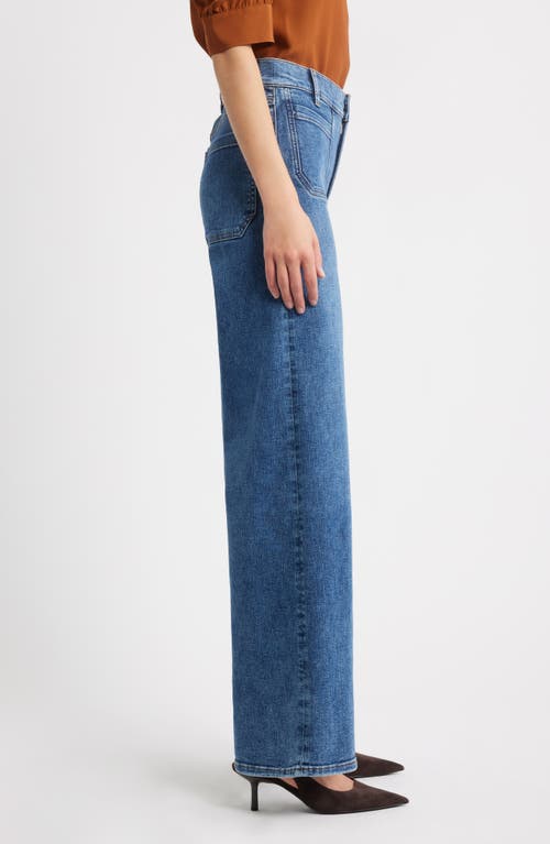 Frame Le Slim Palazzo Patch Pocket High Waist Wide Leg Jeans In Blue