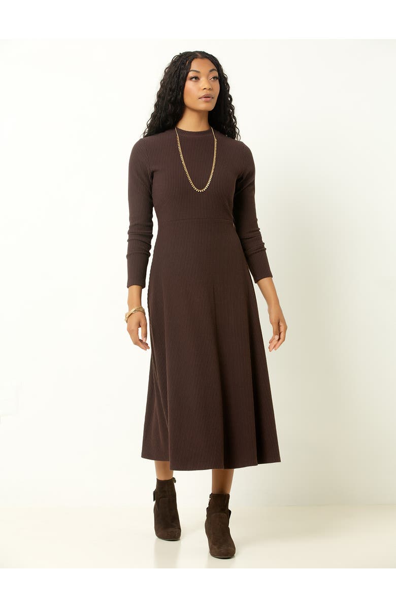 Single Stitch Ribbed Midi Dress, Alternate, color, Mahogany