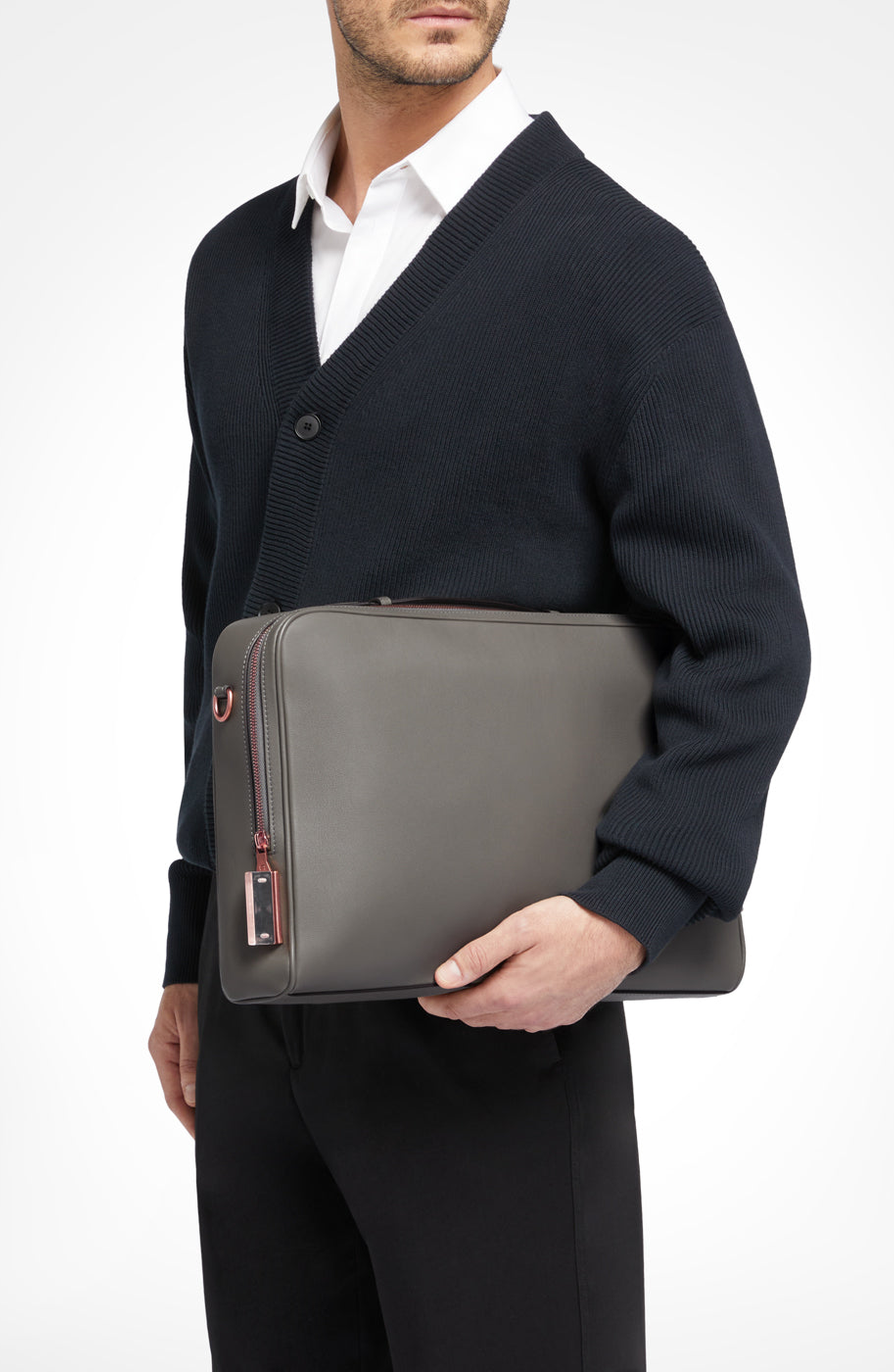 Cristallo Soft Laptop Briefcase, Alternate, color, Elephant Grey