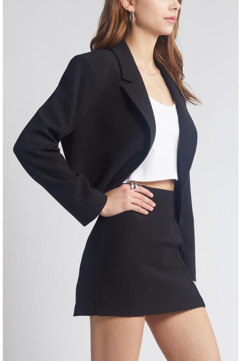 Boxy Crop Blazer, Alternate, color, BLACK