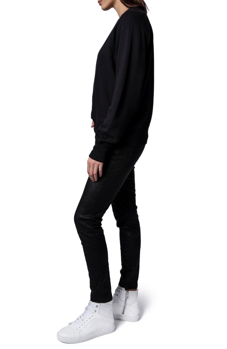 Zadig & Voltaire Skull Cotton & Modal Sweatshirt, Alternate, color,