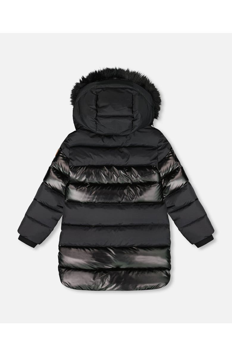Deux par Deux Long Metallic Puffy Coat, Alternate, color, Black