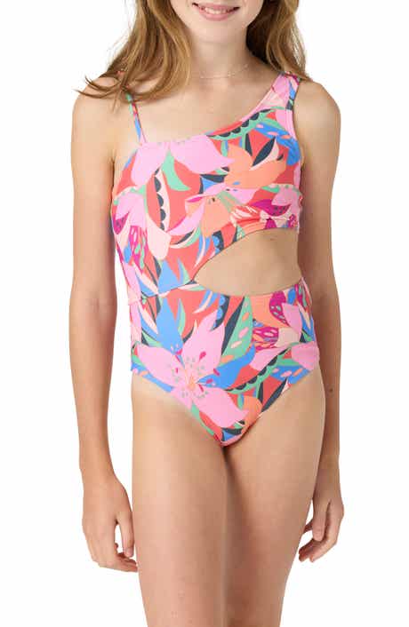O'Neill Kids' Cabana Asymmetric Floral One-Piece Swimsuit