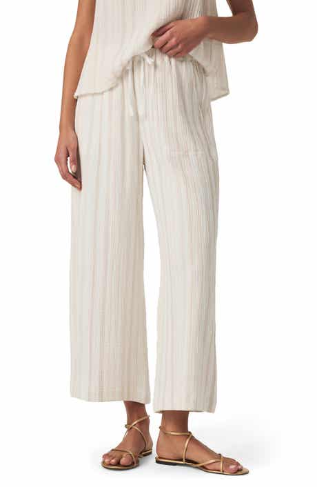 Splendid Kit Stripe Cotton Gauze Crop Wide Leg Pants