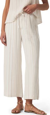 Splendid Kit Stripe Cotton Gauze Crop Wide Leg Pants