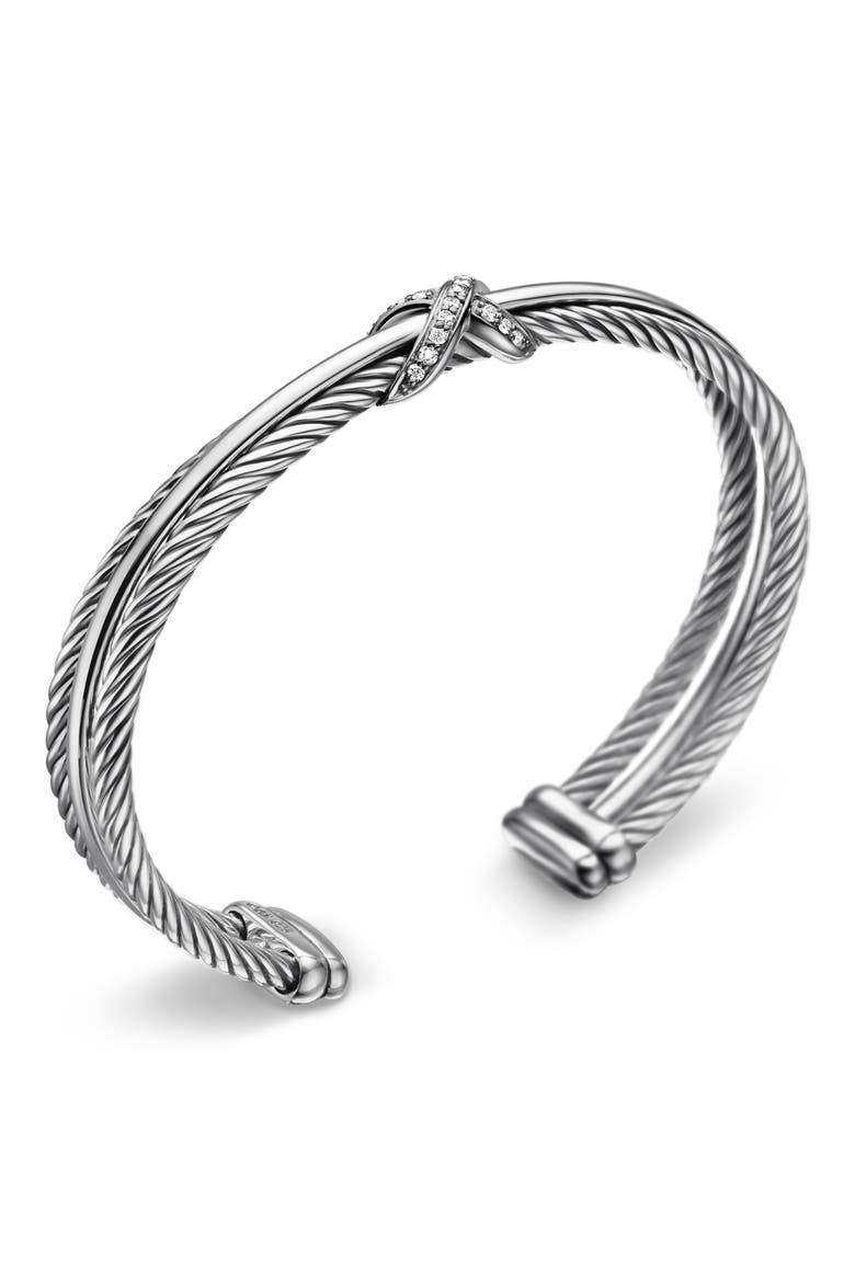 'X' Crossover Cuff with Diamonds, Alternate, color, DIAMOND