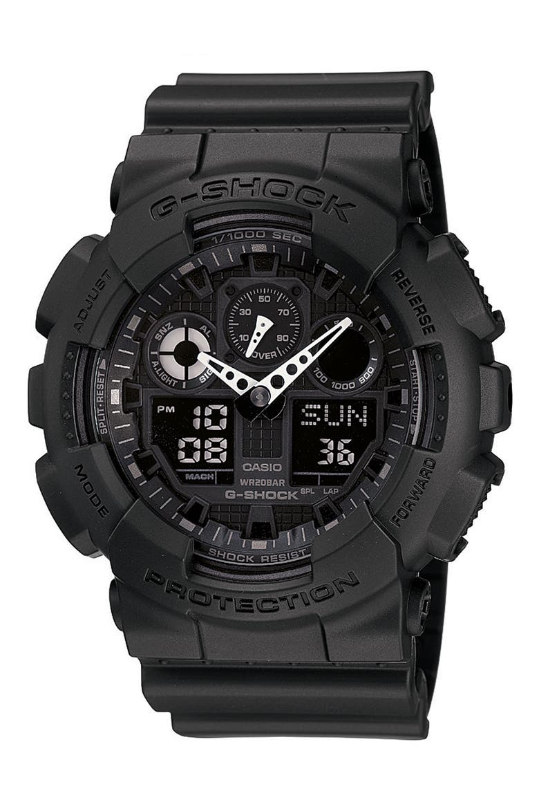 'Big Combi' Watch, 55mm x 51mm, Main, color, BLACK/ BLACK