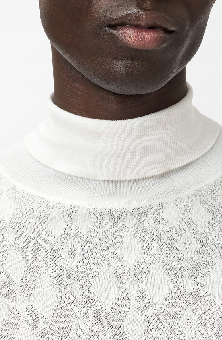 John Varvatos Alistair Broken Argyle Turtleneck Sweater, Alternate, color, Salt