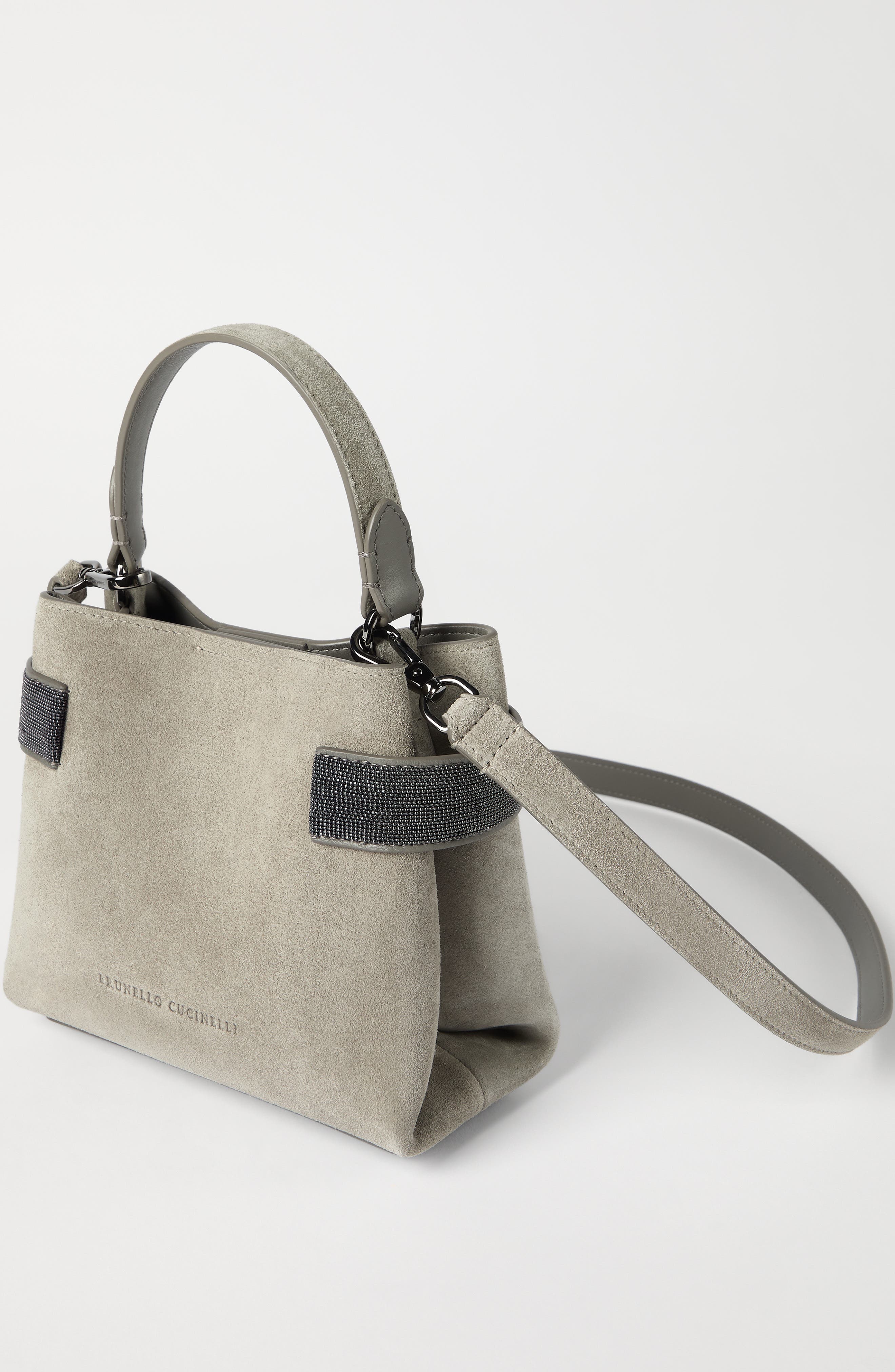 Brunello Cucinelli Small Top-Handle Essence bag, Alternate, color, Khaki